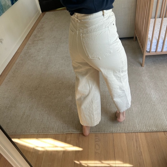 ZARA high rise wide leg cropped jeans cream size 2/26 - Picture 5 of 14